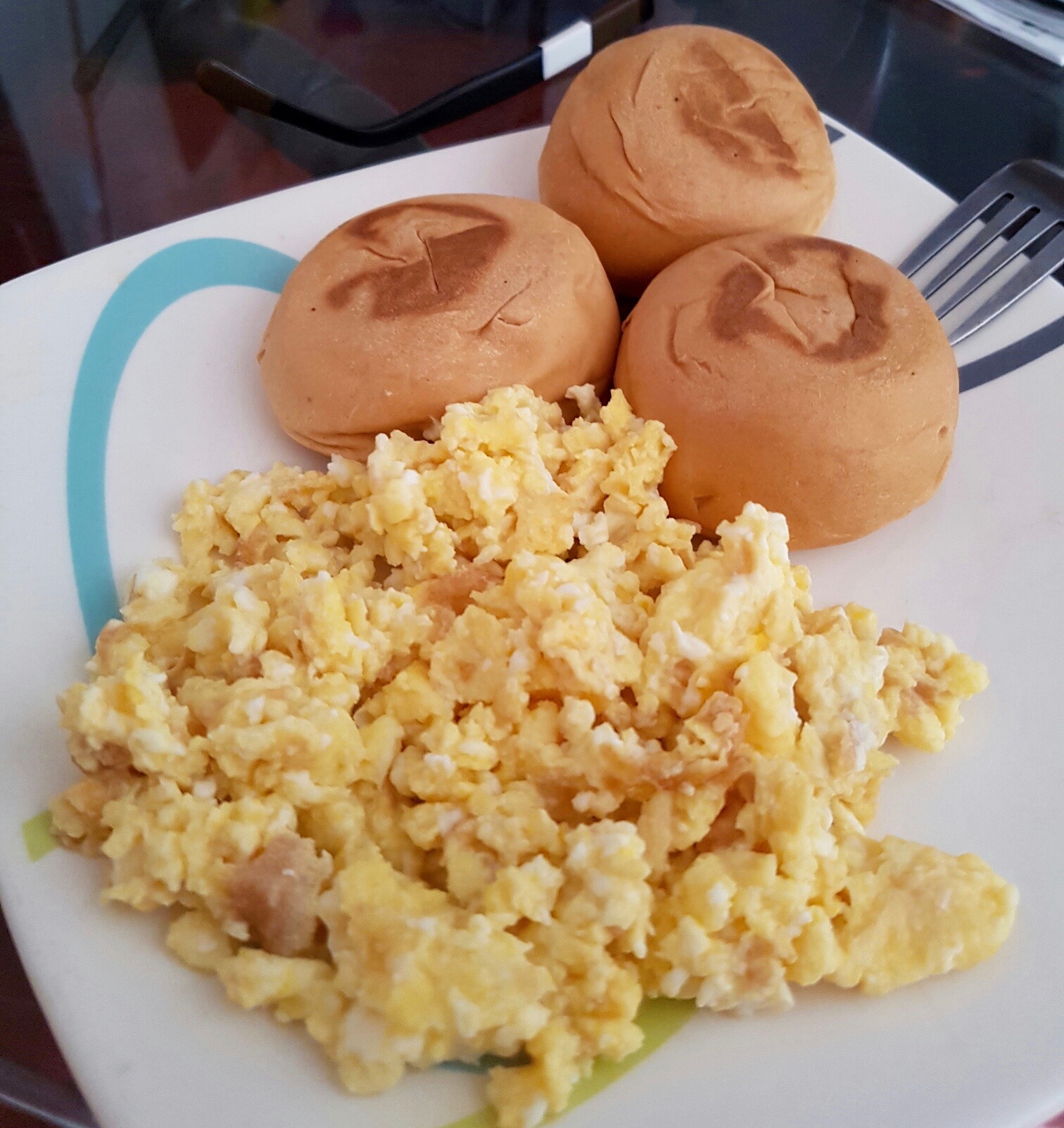 desayuno scrambled eggs first day in Cartagena