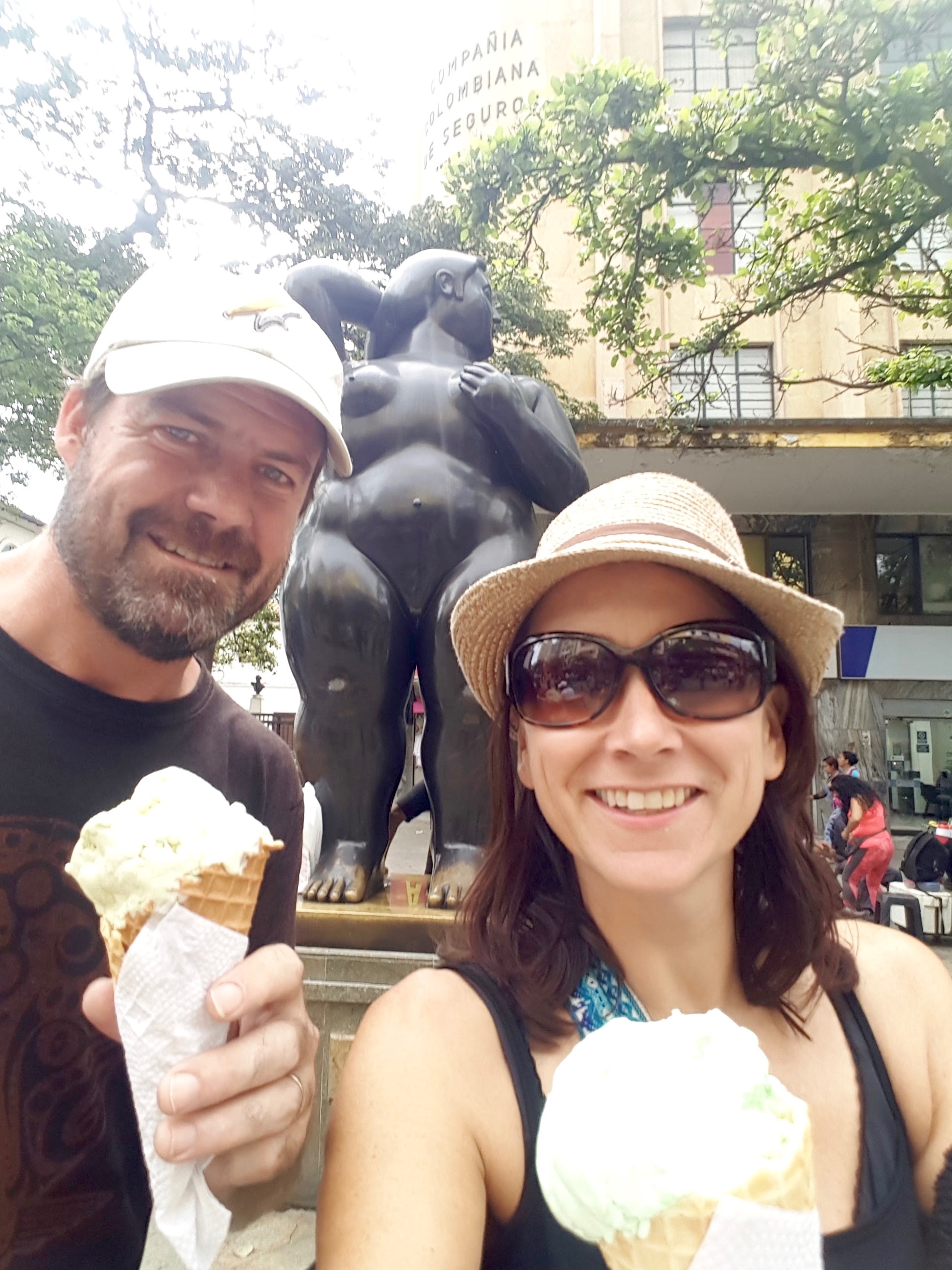 Our ice cream selfie in front of a Botero sculpture