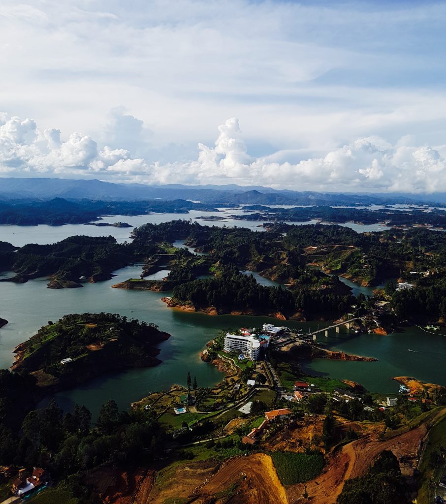 view from the hill taking a break in Guatape