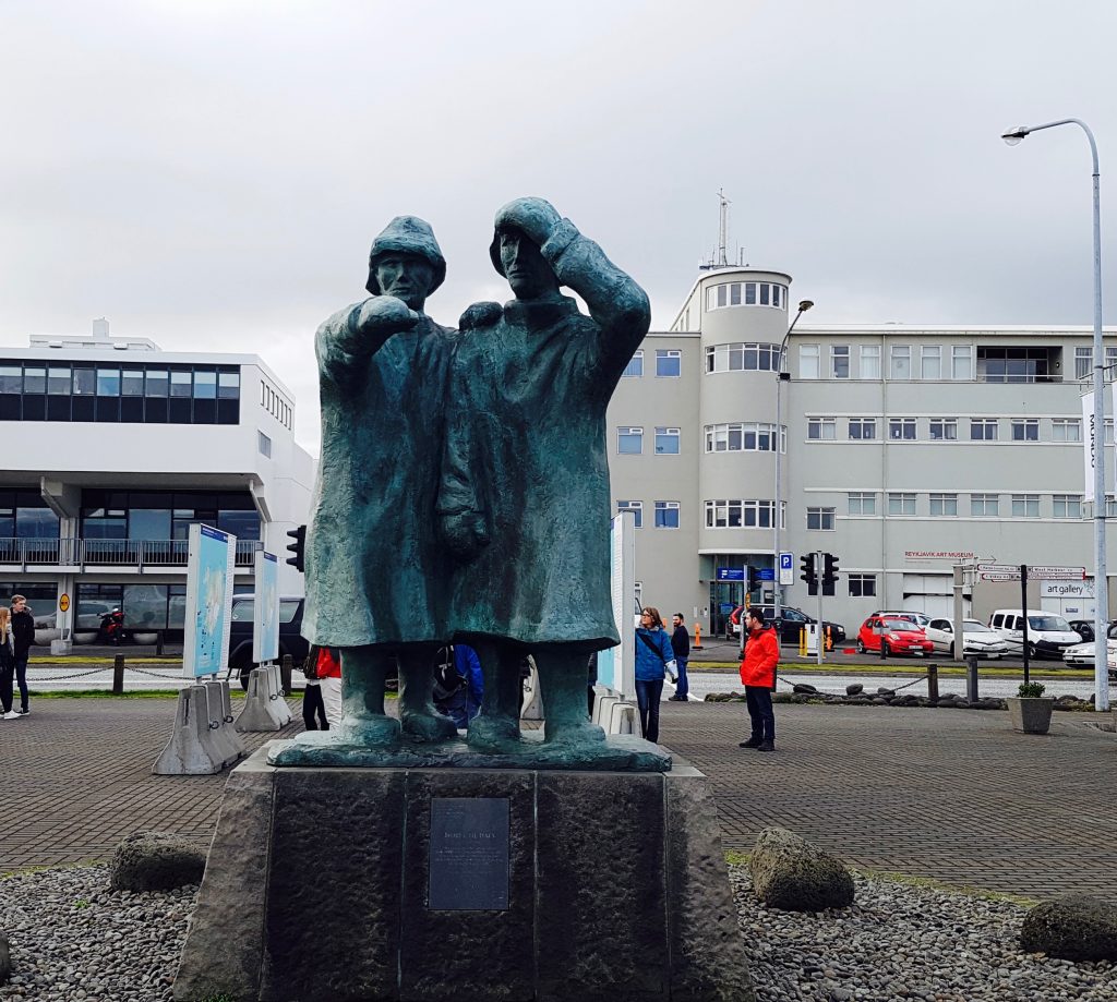 Harborfront searchers street art Reykjavik