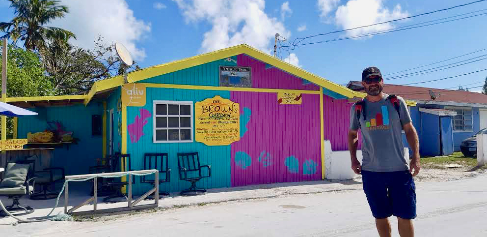 Colorful town of Great Harbor Cay, Berry Islands, Bahamas