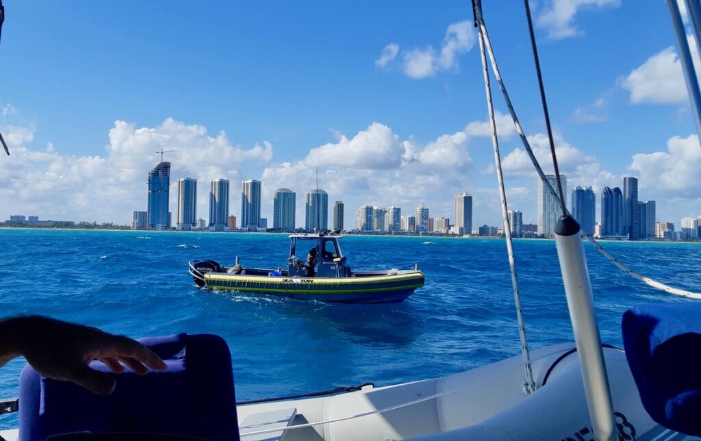 Sea Tow boat Miami living on a boat being scared