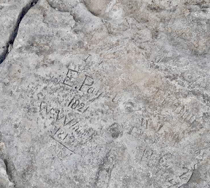 Historical etchings on Sapodilla Hill Turks and Caicos