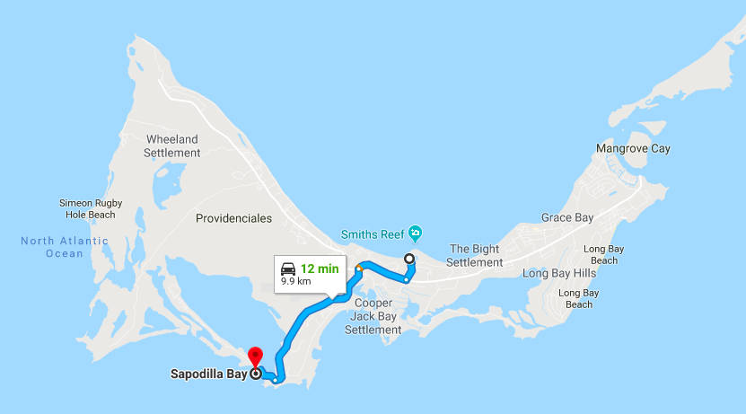 Turtle Cove to Sapodilla Bay Providencia Turks and Caicos Map