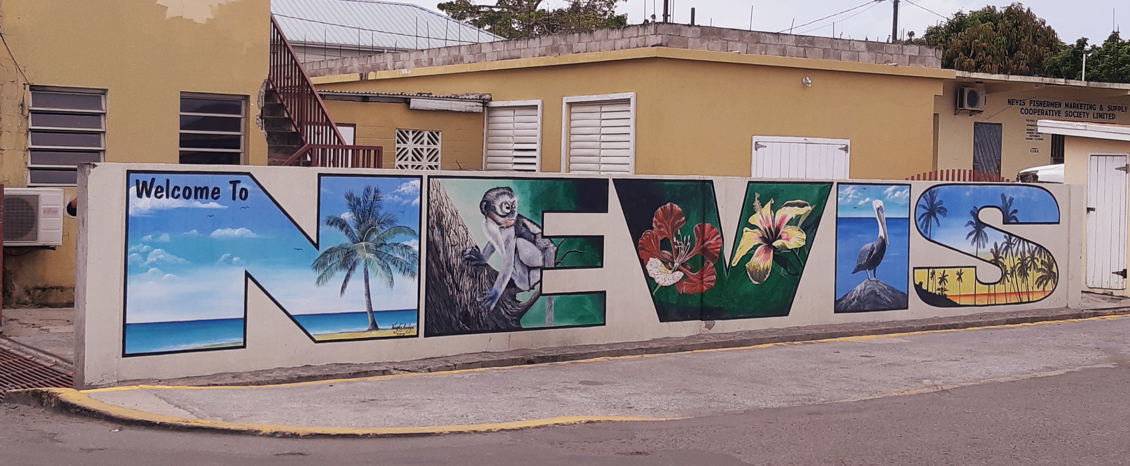 exploring Nevis sign