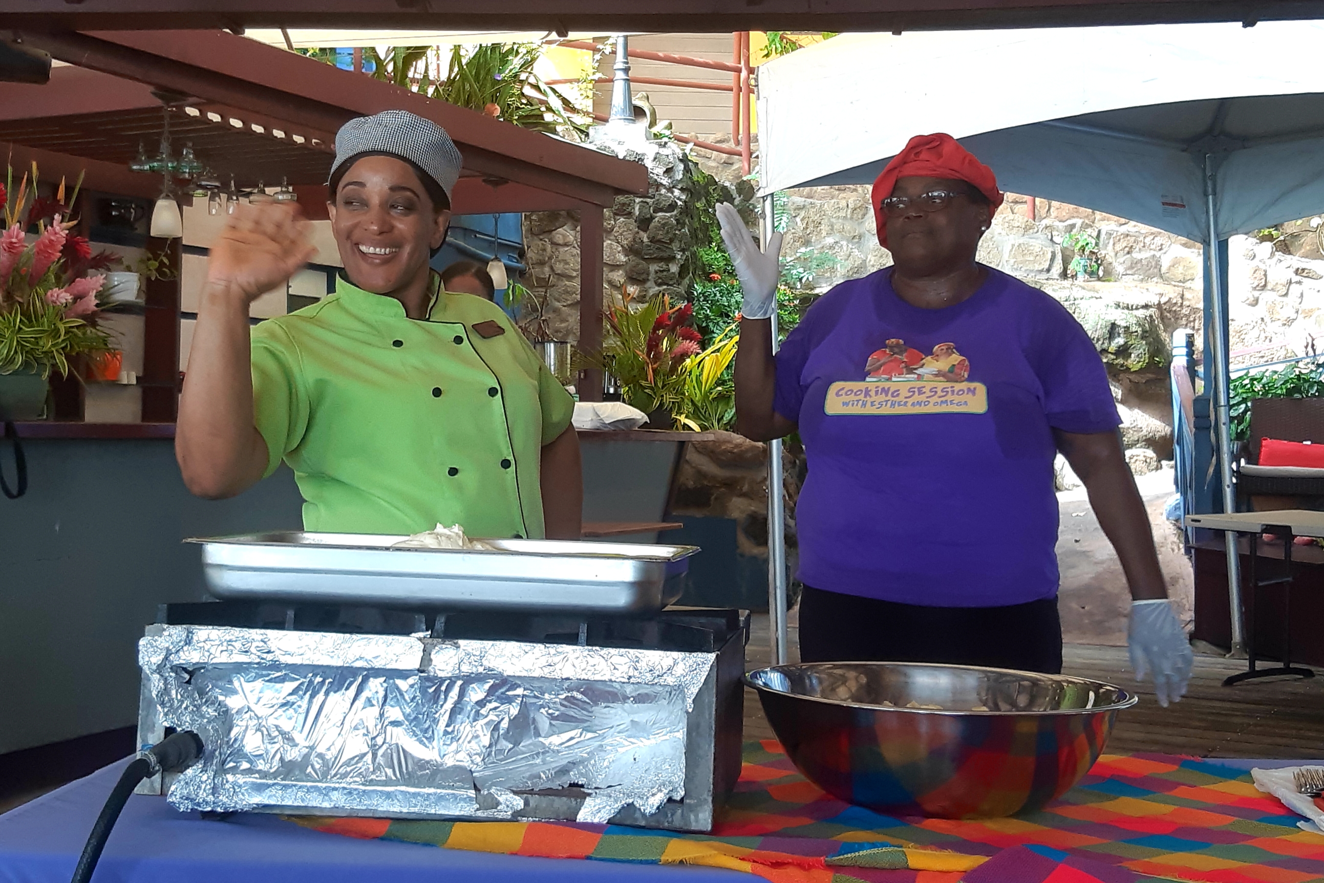 Cooking demo in Dodgy Dock Grenada