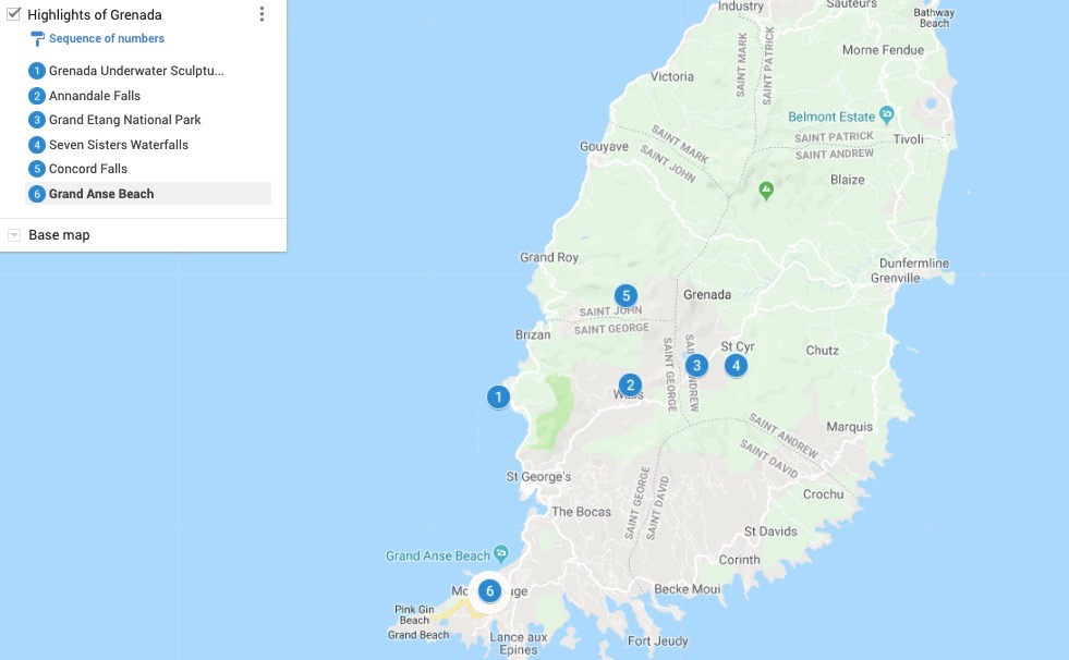 Grenada Highlights Map