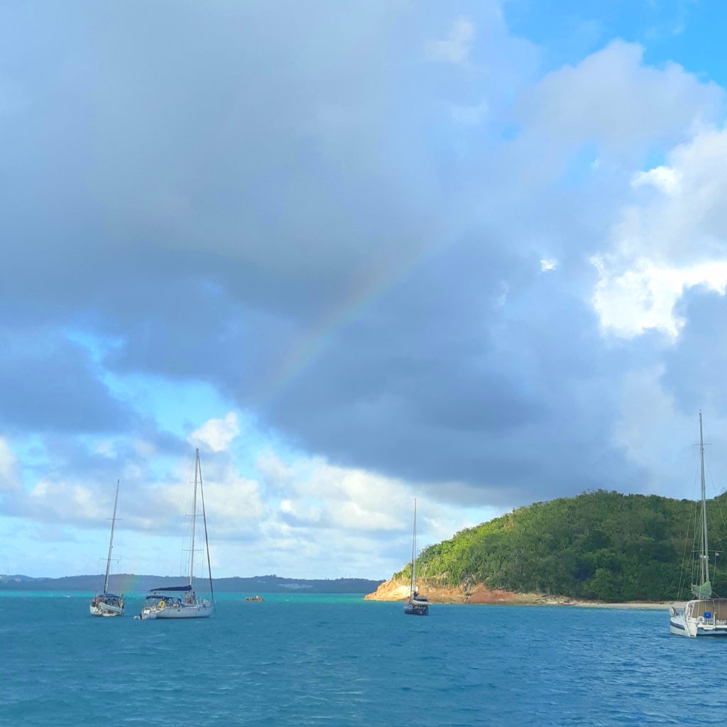 Social distancing in Antigua at anchor