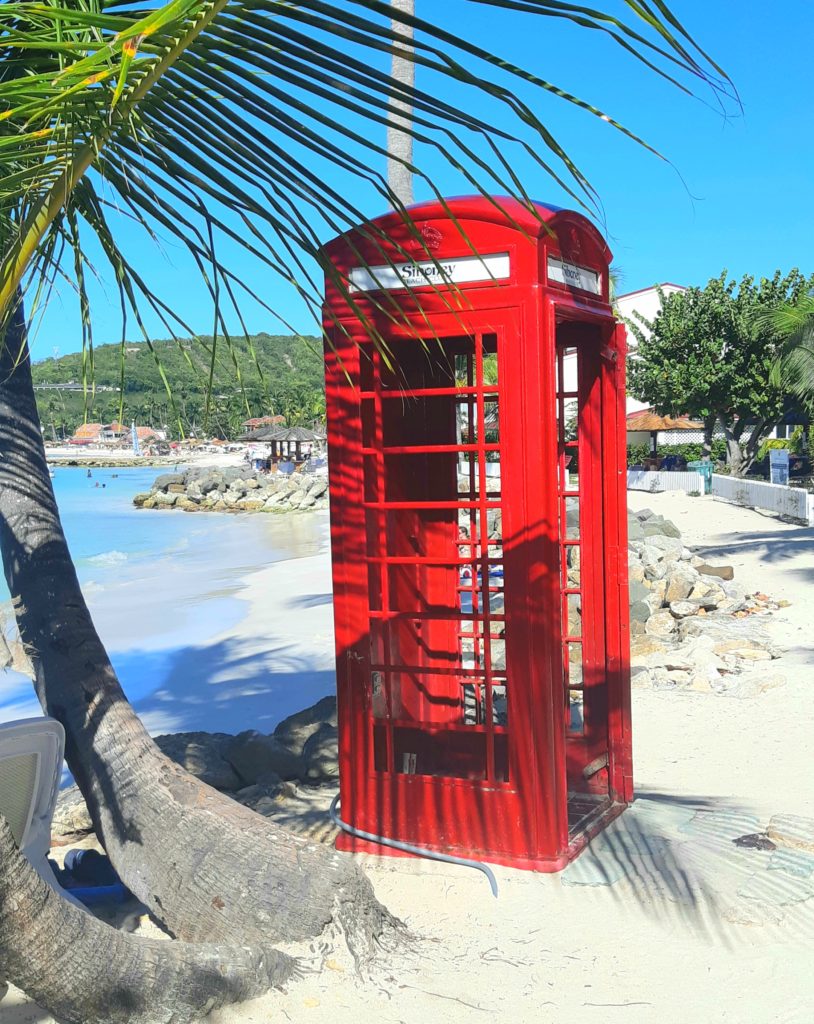 Phone booth on the beach Antigua