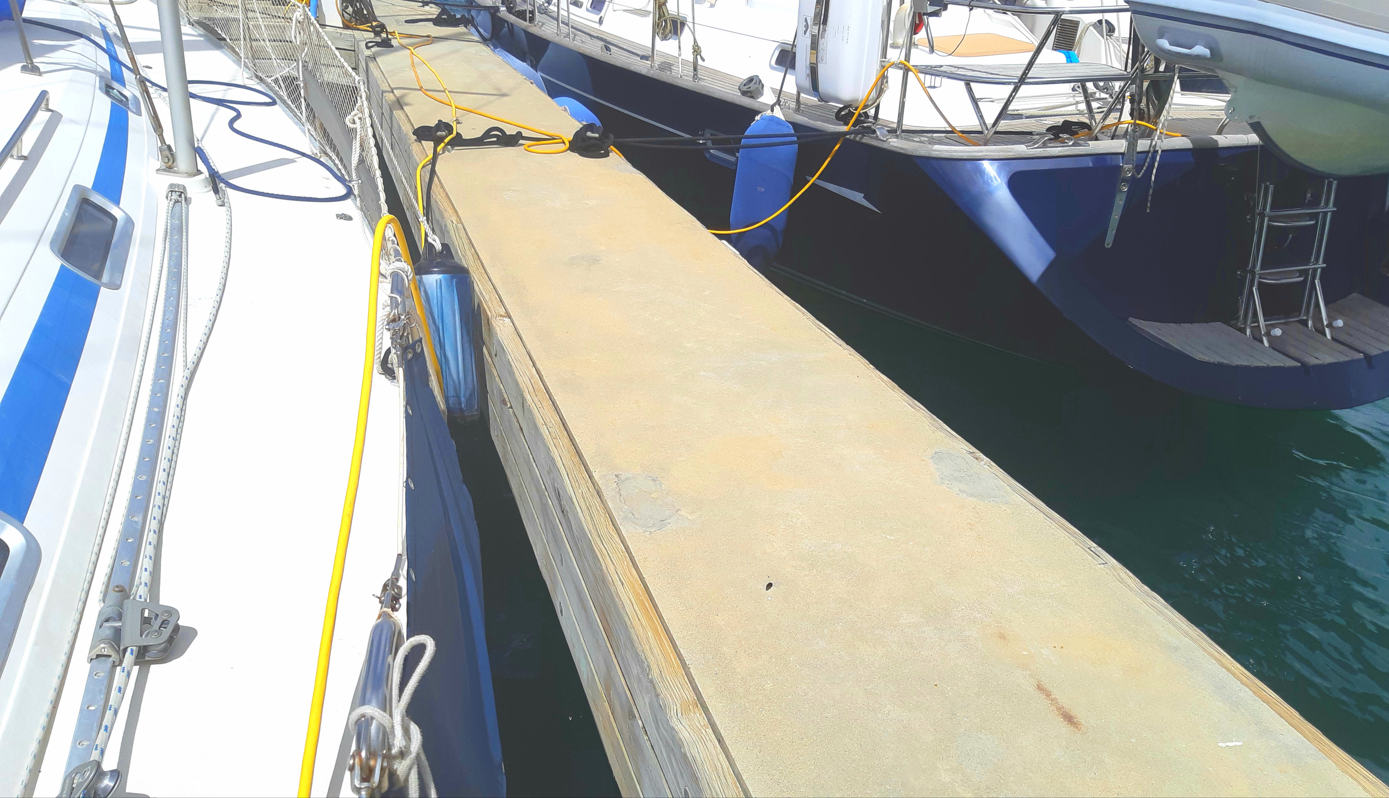 Boat at a dock during quarantine in Bonaire