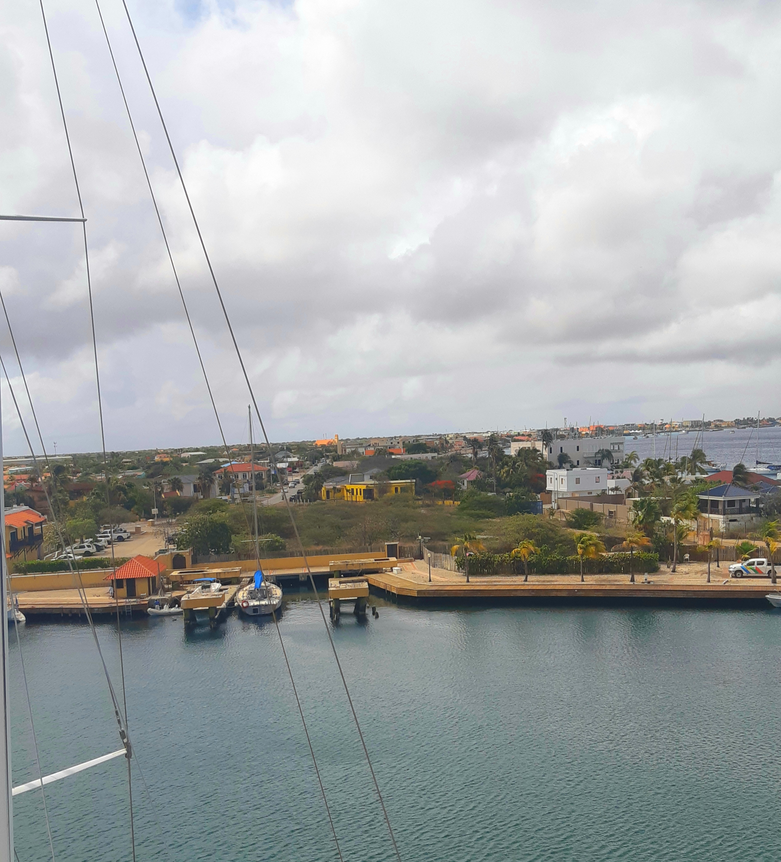 view up the mast in quarantine on a sailboat in Bonaire