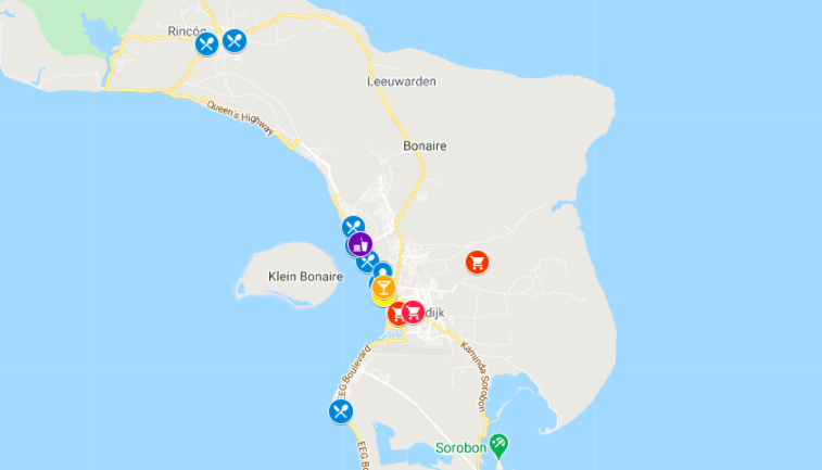 map Eating and Drinking in Bonaire