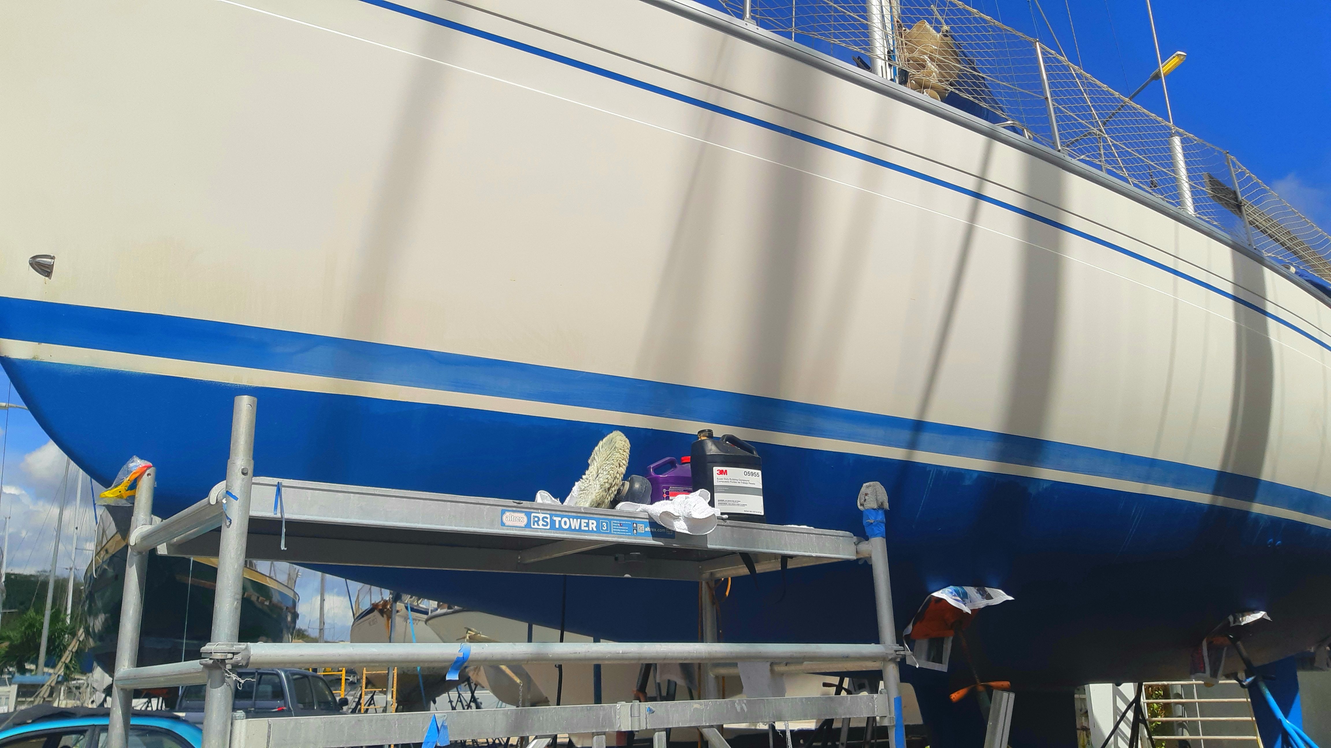 Getting a new coat of bottom paint on our sailboat