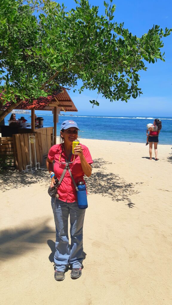 Having a beer on the beach in Tayrona