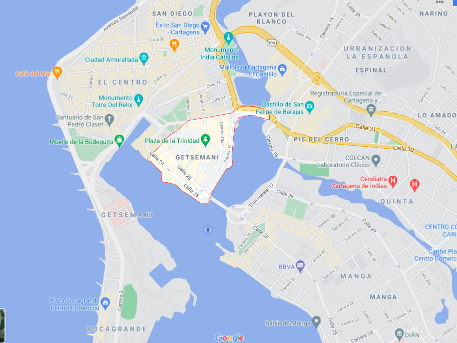 Map of Manga, Getsemani and Cartagena