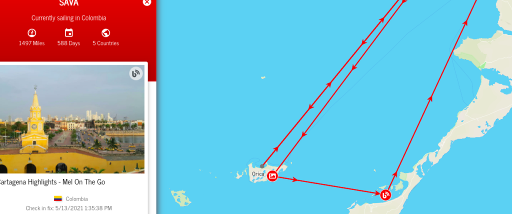 Map of where we anchored Sava in Las Islas of Cartagena