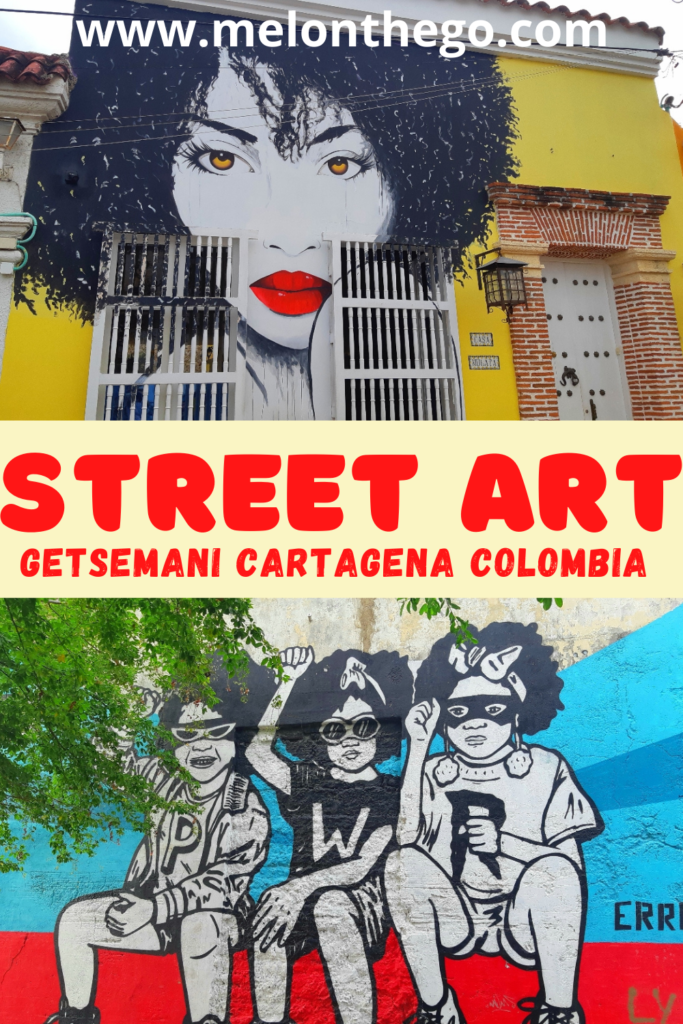 Colorful streets and street art of Getsemani pin