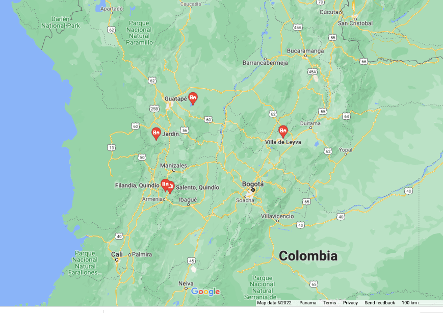 Five Best Towns in Colombia Map