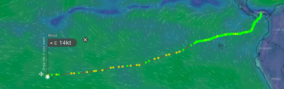 Map voyage Passage Panama to Nuku Hiva