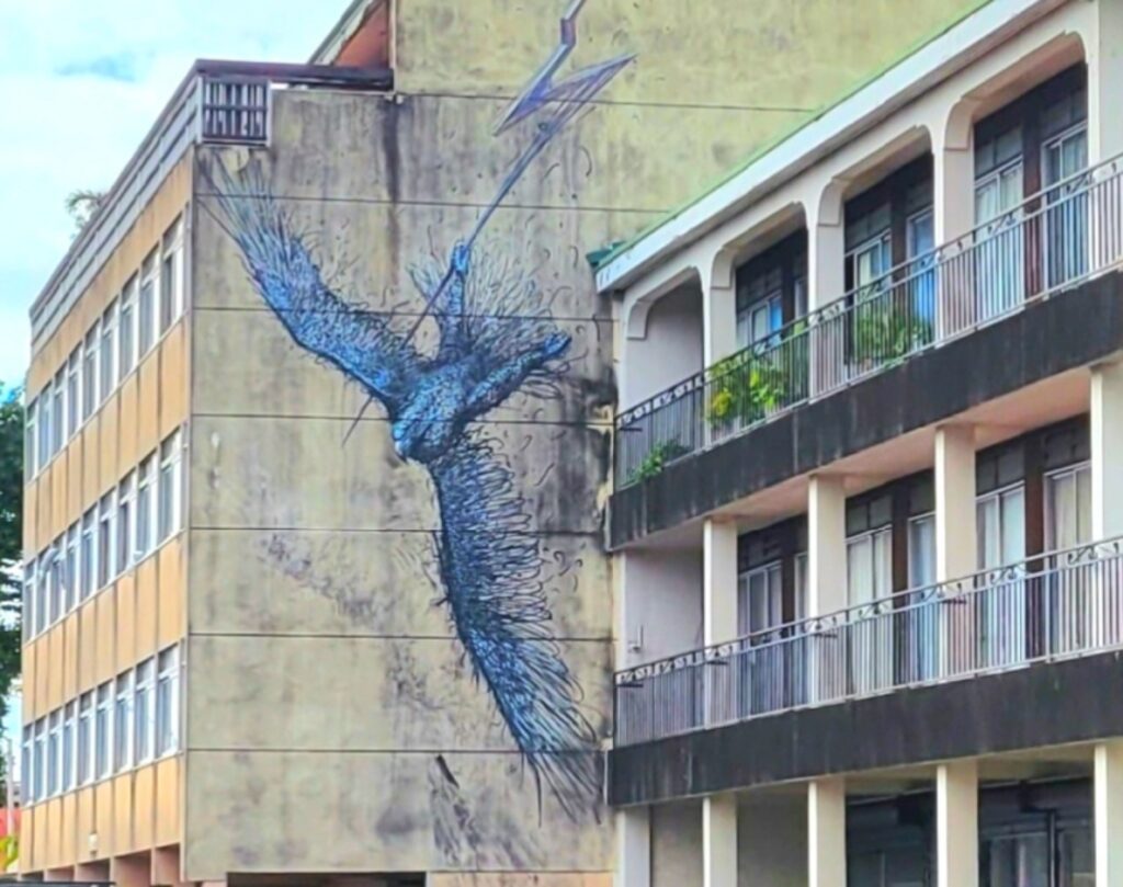 Bird in flight mural Tahiti