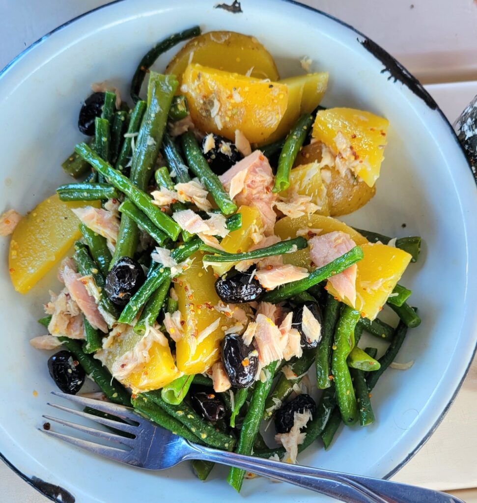 Nicoise salad, French Polynesia, cooking on a boat