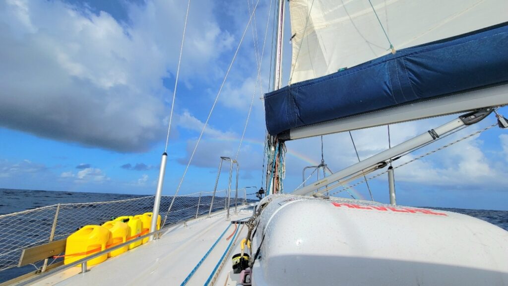 Rainbow sailing across the Pacific ocean