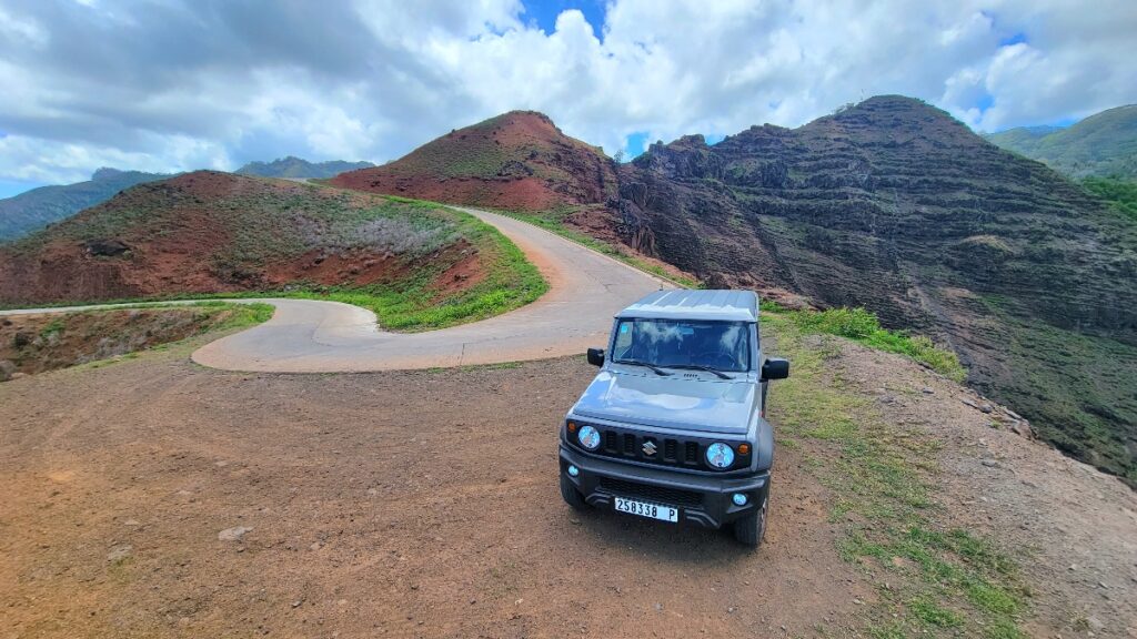 Our little rugged rental perfect for touring Hiva Oa