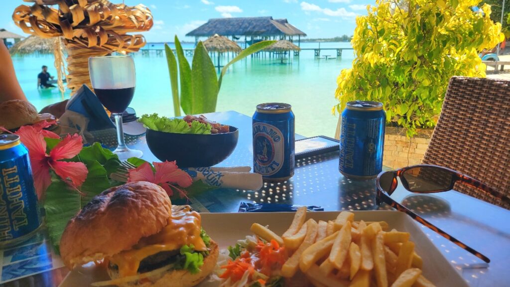 Tuamotus favorite, burger and beer in Fakarava beach bar