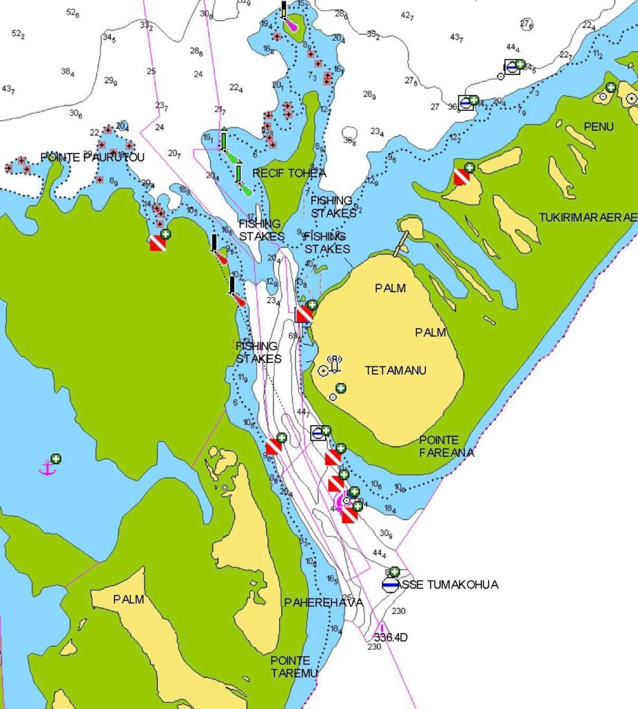 Chart of Fakarava south pass