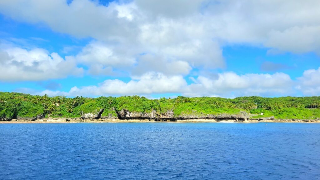 Looking at Niue from the water.