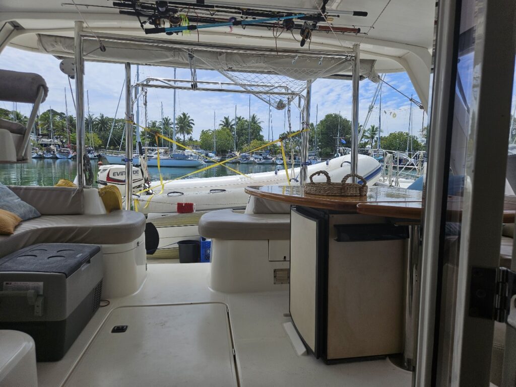 inside our new boat cockpit