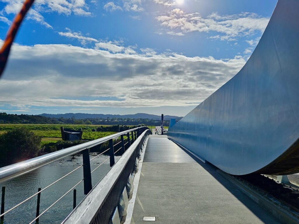 Bike and pedestrian lane on a bridge