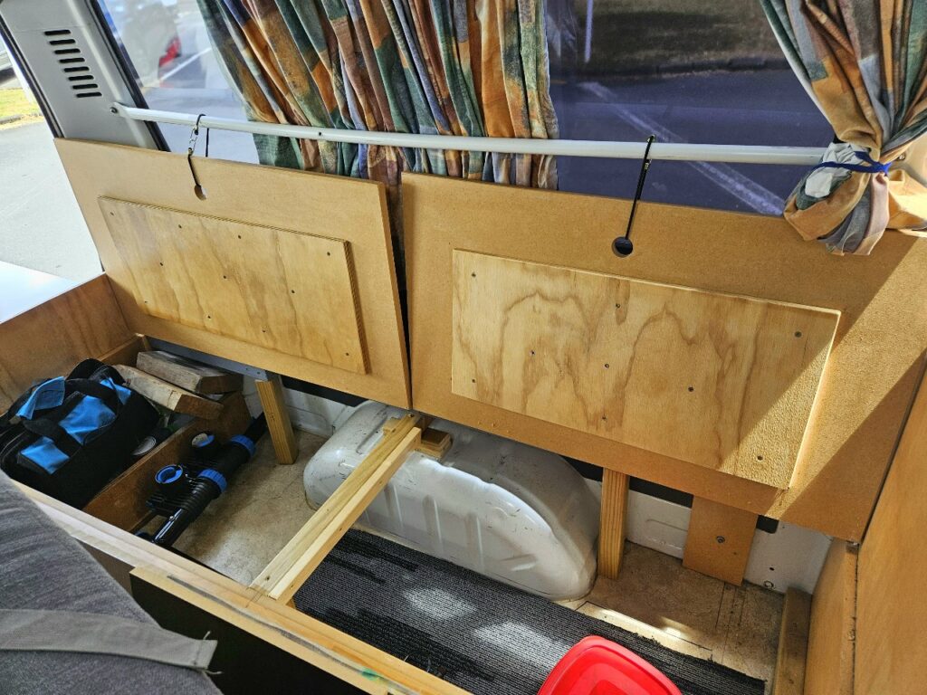 storage, under the seats