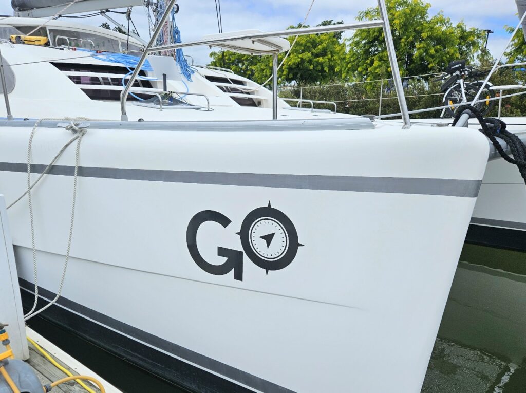 Go, our catamaran logo