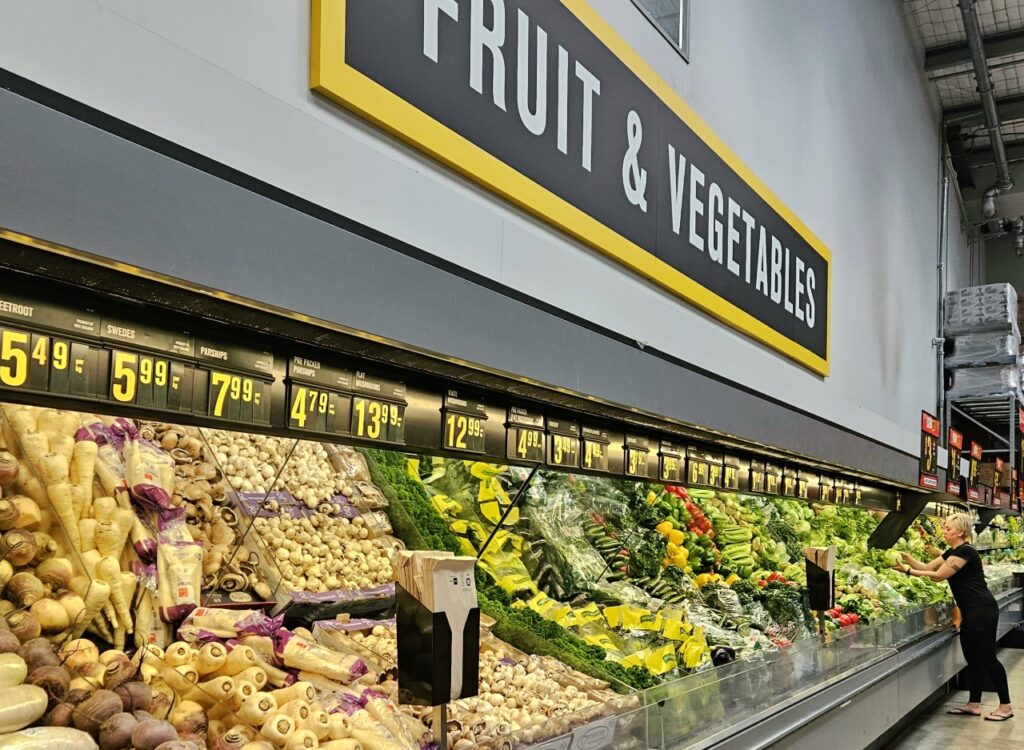 fruit and vegetable section at the supermarket