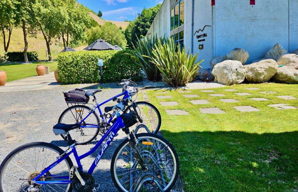 bicycles parked at a New Zealand winery