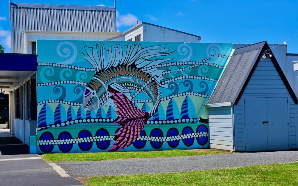 Fish mural, street art in New Zealand