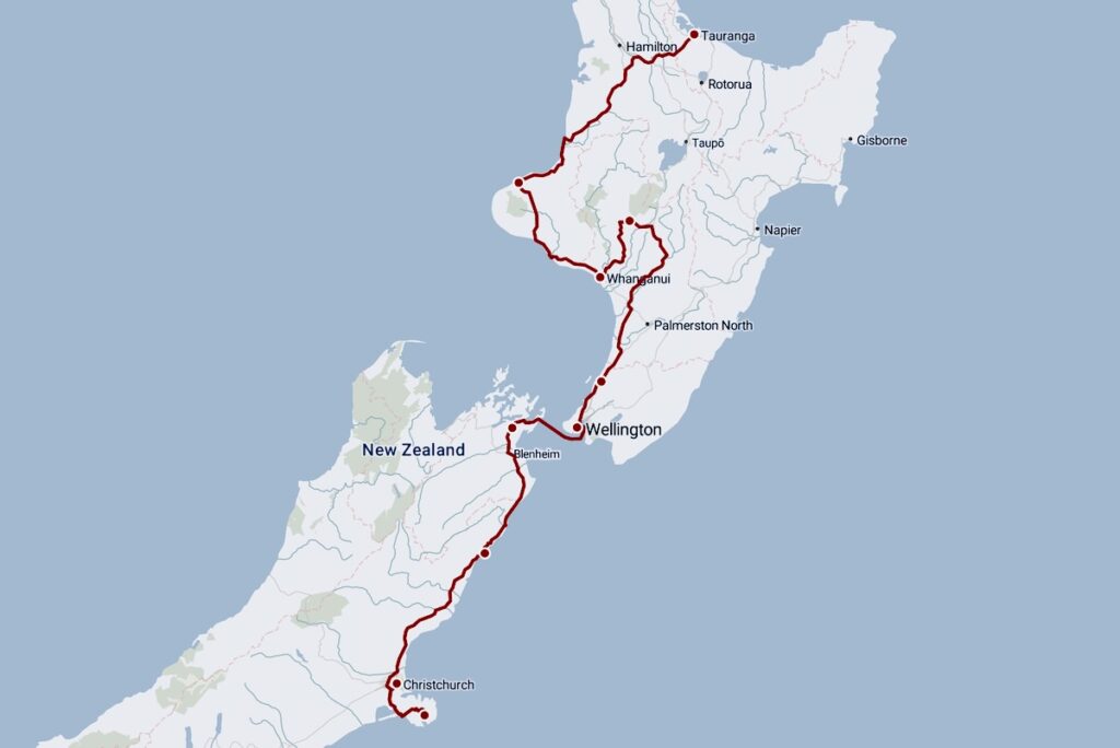 Road trip map, New Zealand