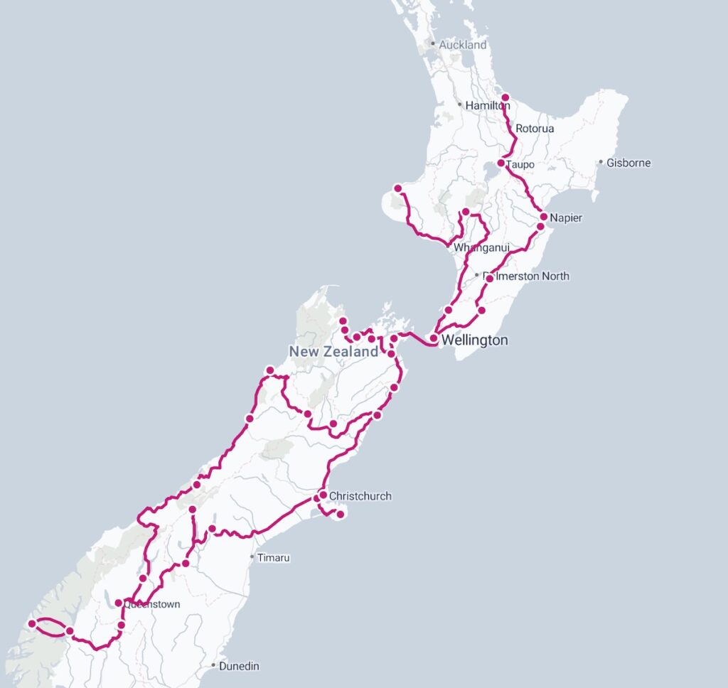 map New Zealand campervan route