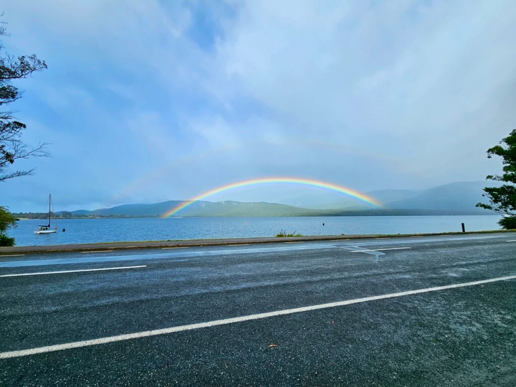 rainbow, Lake Te Anau, Fjordland, New Zealand