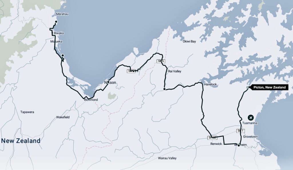 New Zealand Road Trip Route Map, South Island week1