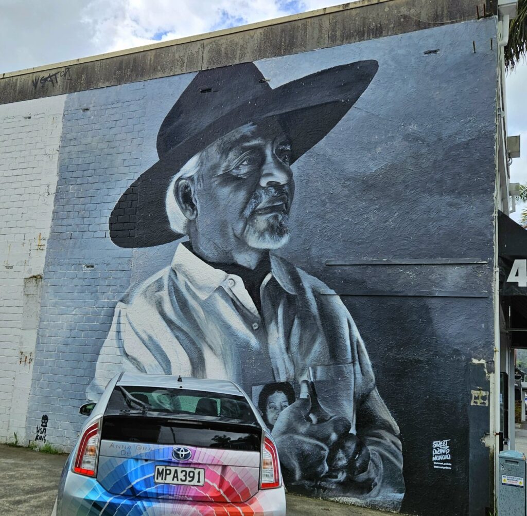 Cowboy street art in New Zealand