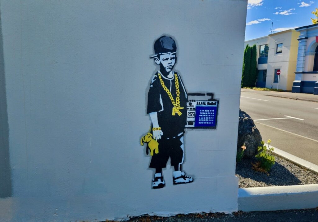 Banksy Boom bOx Street Art South Island New Zealand