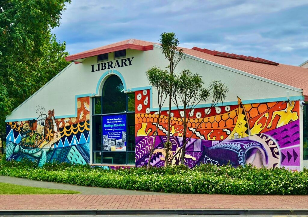 Colorful mural, street art in New Zealand's North island