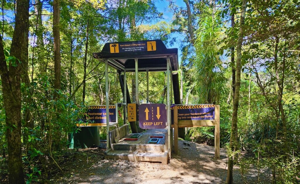 boot wash station, hiking in New Zealand