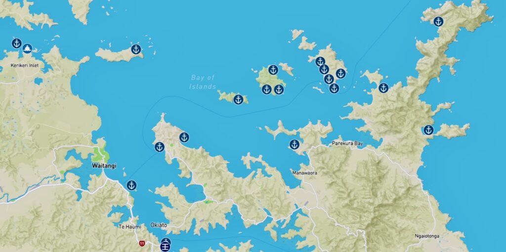 The eastern Bay of Islands map