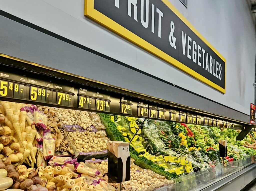 produce aisle supermarket, eating in New Zealand