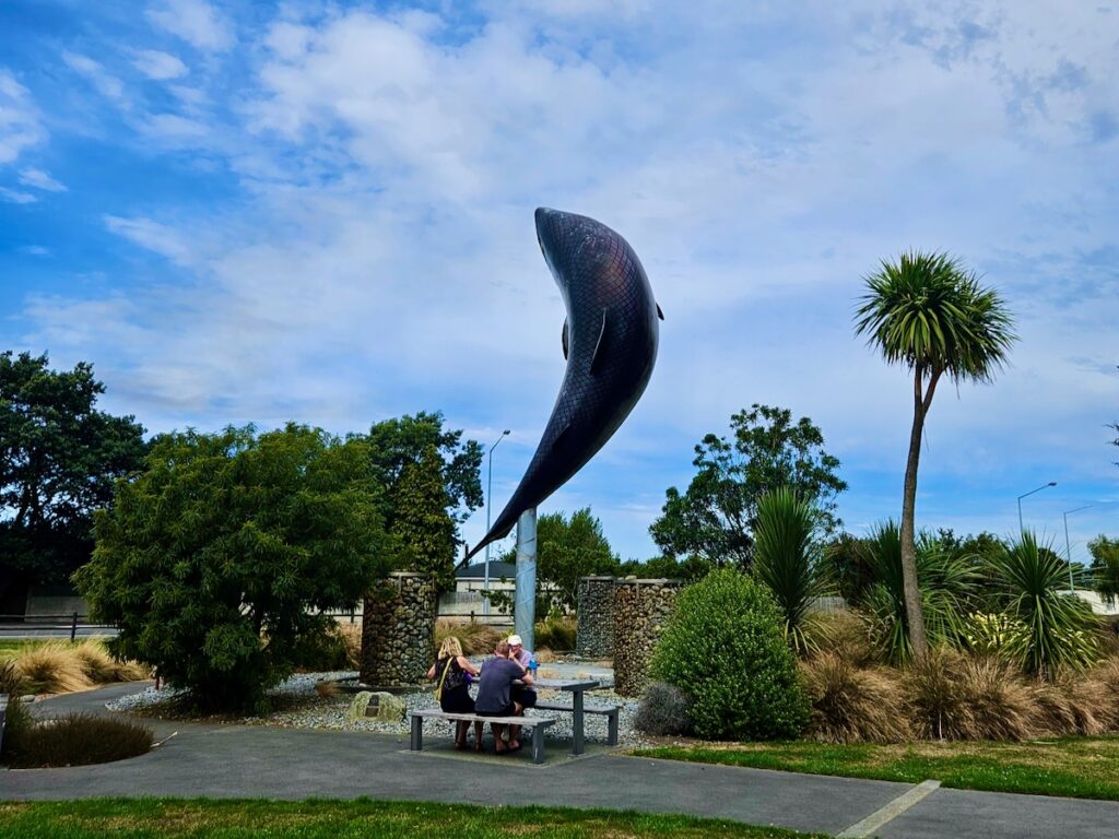 Giant salmon statue, roadside attraction New Zealand