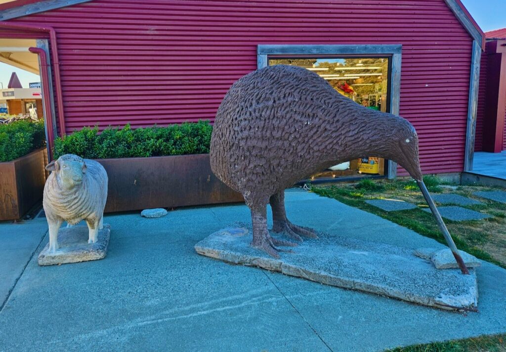 sheep and kiwi sculptures