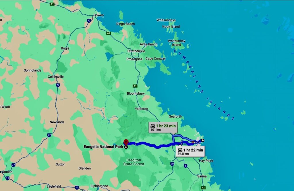 Map, Mackay to Eungella